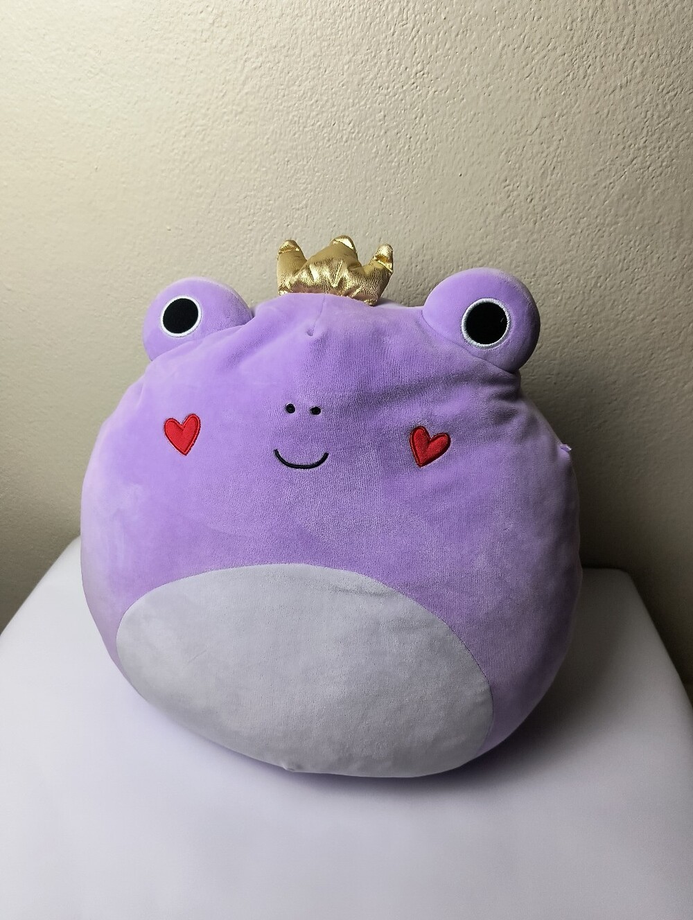 Squishmallows Francine The Frog Jumbo Purple Pillow with Gold Crown - WASHABLE